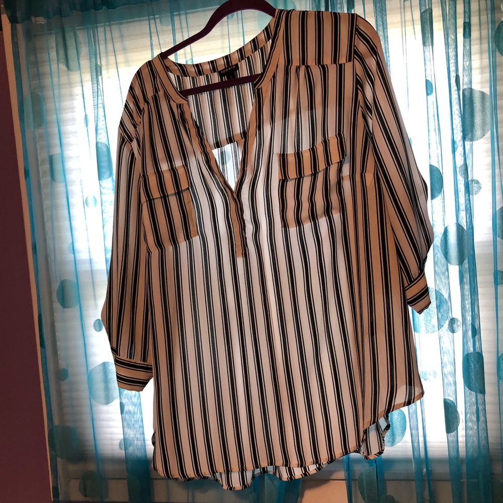 Torrid black and white striped shirt, size 3